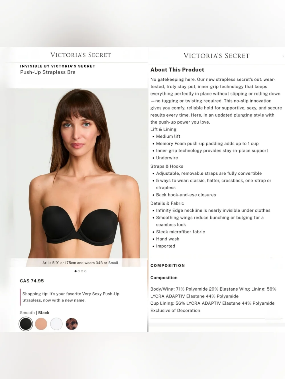 Victoria's Secret INVISIBLE Black Strapless Push-up Bra - Picture 13 of 15